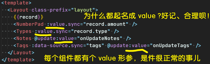 每个组件都有个 value 属性